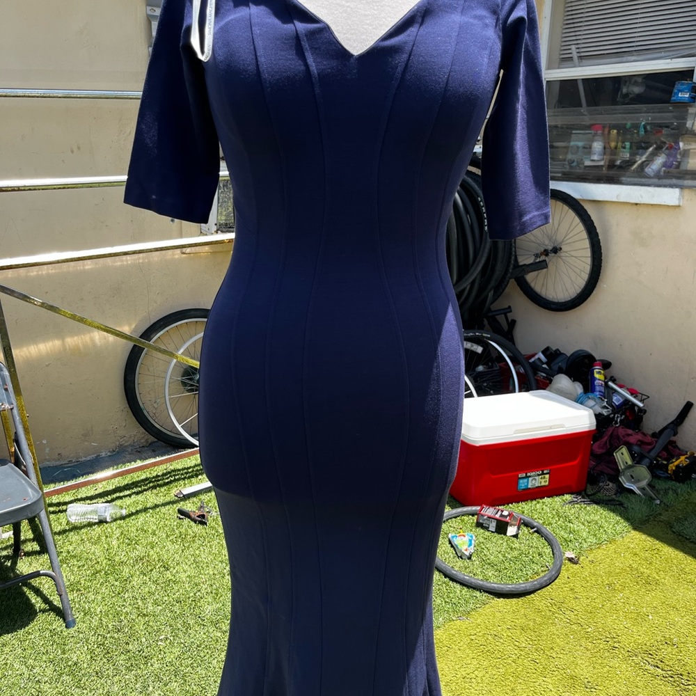 Simona Maghen Navy Raquel Off Shoulder Dress